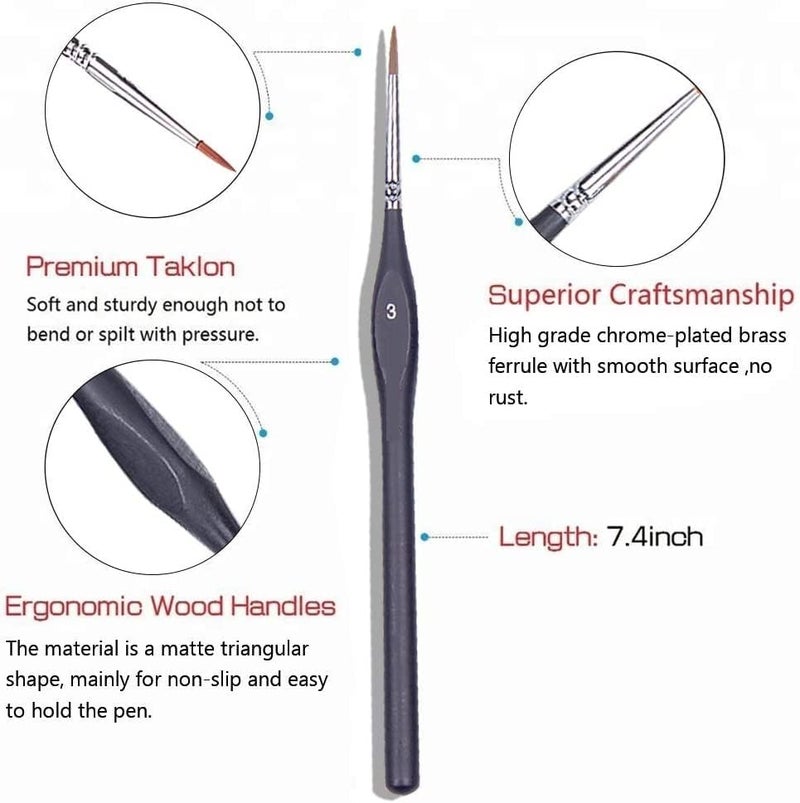 KRYTONE�Artist Paint Brushes-6 Pcs Best Professional Detail Paint Brush, Miniature Brushes Will Keep a Fine Point for Watercolor, Oil, Acrylic, Nail Art & Models - Image 3