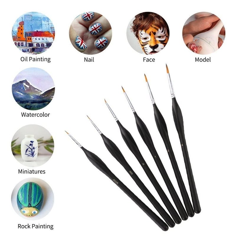 KRYTONE�Artist Paint Brushes-6 Pcs Best Professional Detail Paint Brush, Miniature Brushes Will Keep a Fine Point for Watercolor, Oil, Acrylic, Nail Art & Models - Image 5