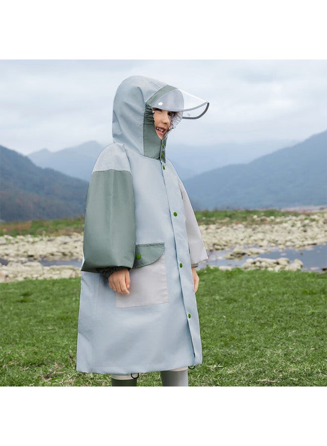 Lemonkid Lemon Baby Kids Raincoat Uni School Rain Poncho With Backpack Cover Mountain Rock Green L - Image 1