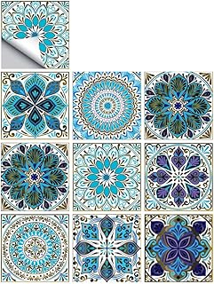 Jacklove 25 PCS Mandala Style Tile Sticker, 4x4 Inch(10x10cm) Traditional DIY Murals, Tile Waterproof Oil Proof - Image 1