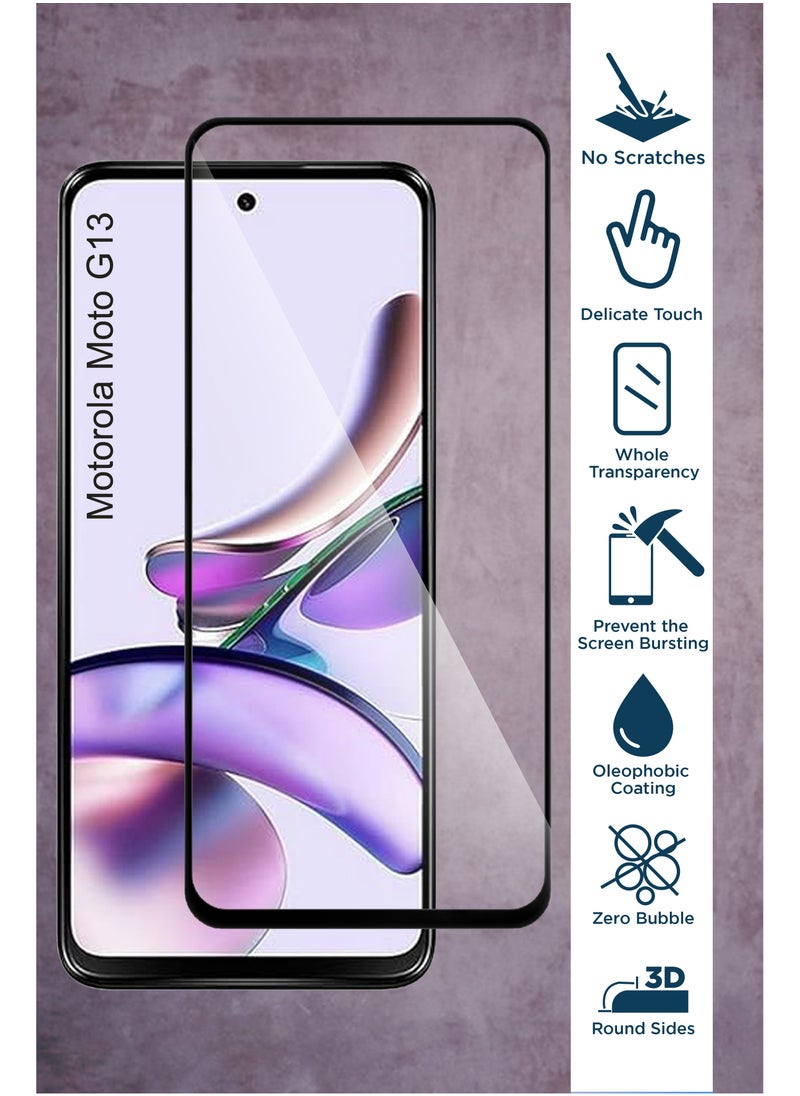 2 Pack Motorola Moto G13 Screen Protector – Tempered Glass Screen Protector, High Transparency, Delicate Touch, Anti-Explosion, Smooth Arc Edges, Easy Installation