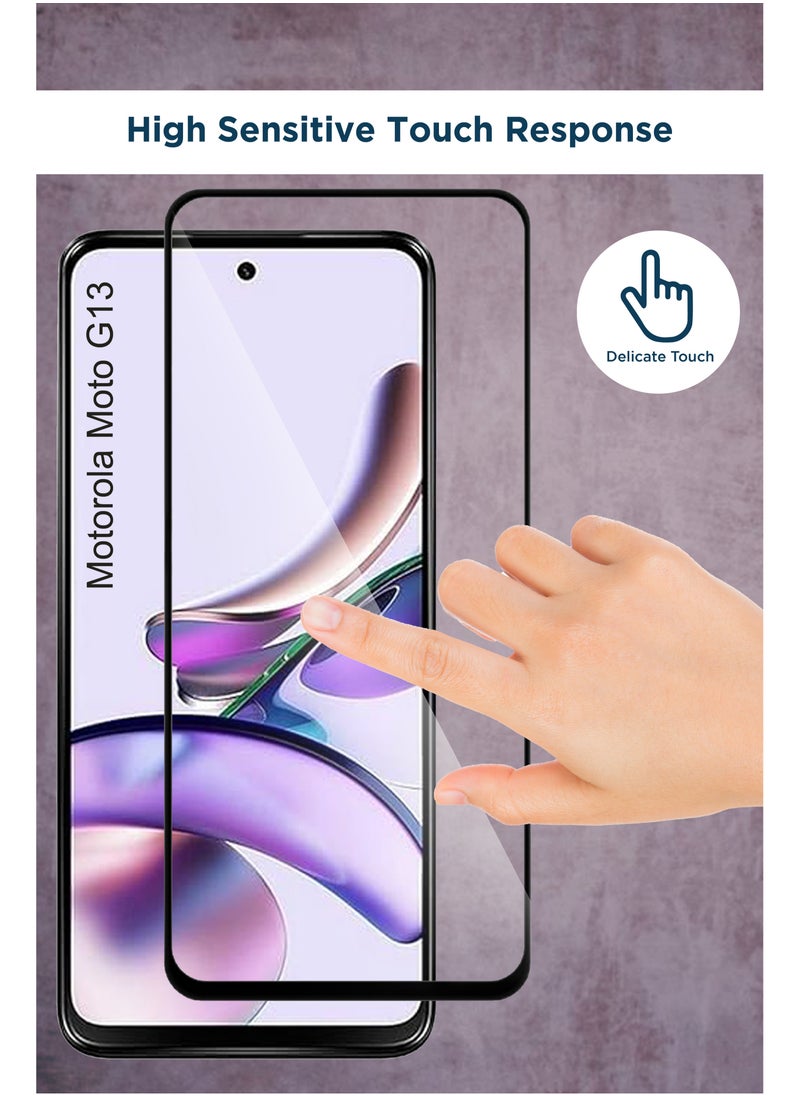 2 Pack Motorola Moto G13 Screen Protector – Tempered Glass Screen Protector, High Transparency, Delicate Touch, Anti-Explosion, Smooth Arc Edges, Easy Installation