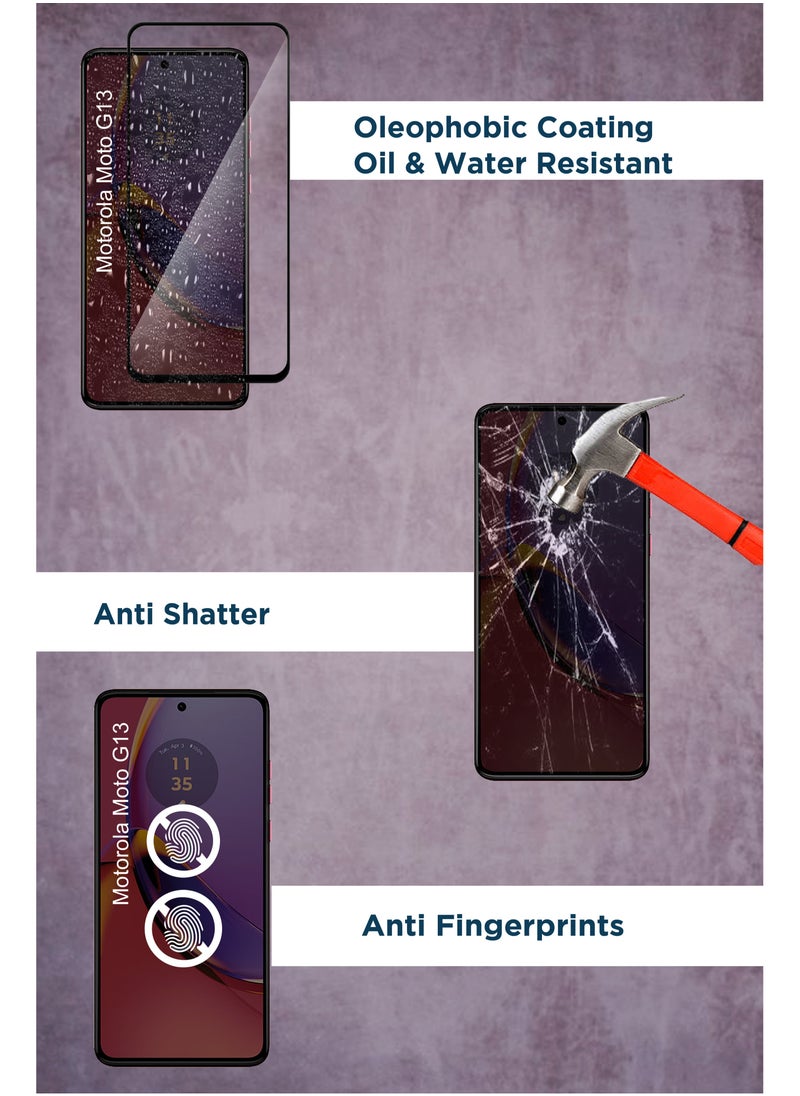 2 Pack Motorola Moto G13 Screen Protector – Tempered Glass Screen Protector, High Transparency, Delicate Touch, Anti-Explosion, Smooth Arc Edges, Easy Installation