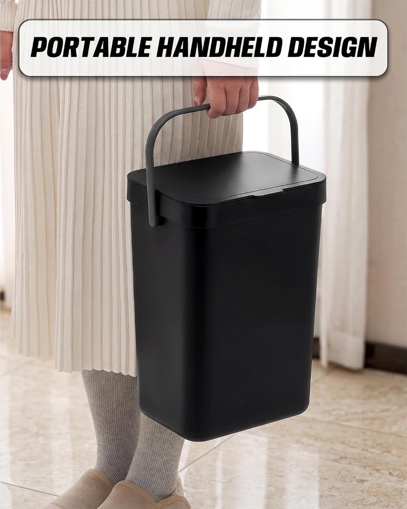 MONGTINGLU 3.2 Gallons Hanging Trash Can with Slide Lid - Kitchen Compost Bin, Under Sink Trash Can, Garbage Can for Bathroom, Compost Bucket Outdoor Indoor, 12L(Black) - Image 5