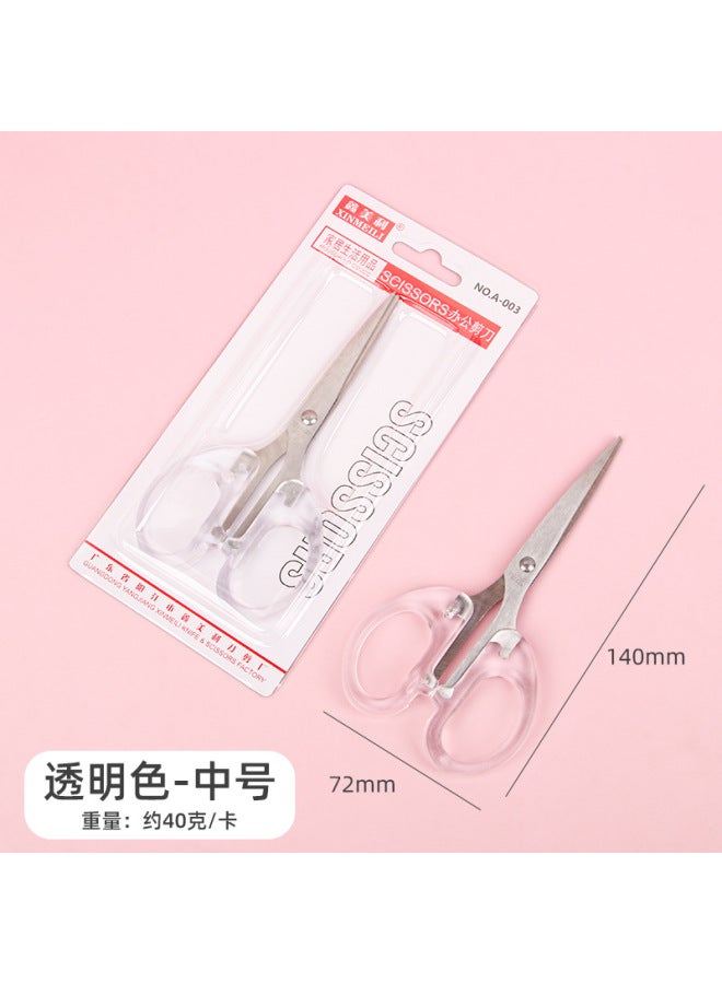HELPS Simple Office Scissors Transparent Hand Account Portable Handmade Small Scissors Student Art Paper Cutting Knife - Image 1