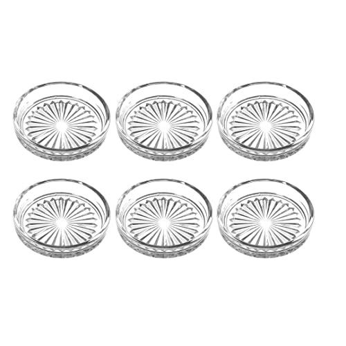 Incrizma Crystal Drink Coasters, Glass Round Cup Mat, Clear Decorative Wine Bottle Coasters Barware Set for Table Protection of Home Kitchen, Dining Room, Patio, Coffee Shop (Design1, 6) - Image 1