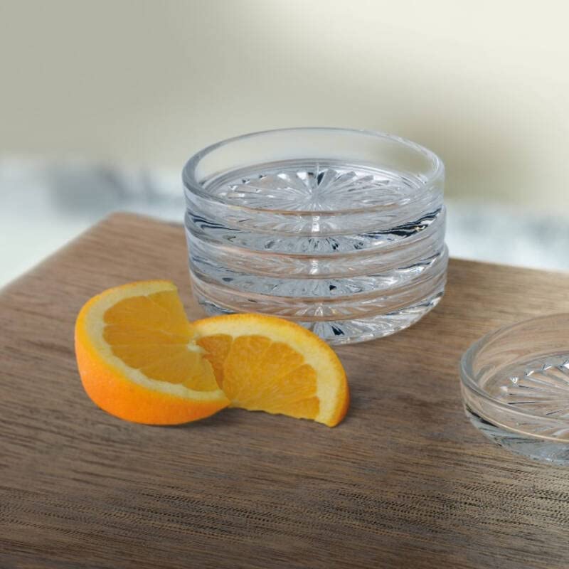 Incrizma Crystal Drink Coasters, Glass Round Cup Mat, Clear Decorative Wine Bottle Coasters Barware Set for Table Protection of Home Kitchen, Dining Room, Patio, Coffee Shop (Design1, 6) - Image 4