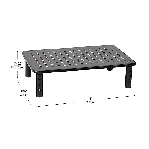 Mind Reader Monitor Stand, Height Adjustable, Ventilated Laptop Riser, Office, Metal, 14.5"L x 9.25"W x 5.5"H, Black - Image 3