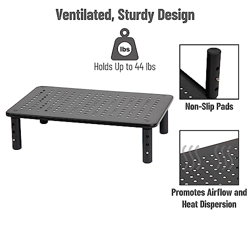 Mind Reader Monitor Stand, Height Adjustable, Ventilated Laptop Riser, Office, Metal, 14.5"L x 9.25"W x 5.5"H, Black - Image 5