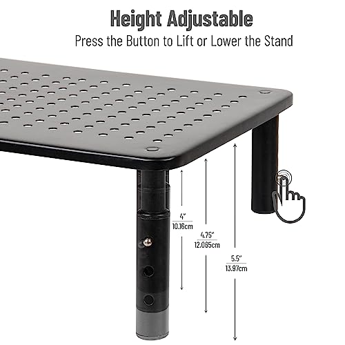 Mind Reader Monitor Stand, Height Adjustable, Ventilated Laptop Riser, Office, Metal, 14.5"L x 9.25"W x 5.5"H, Black - Image 4