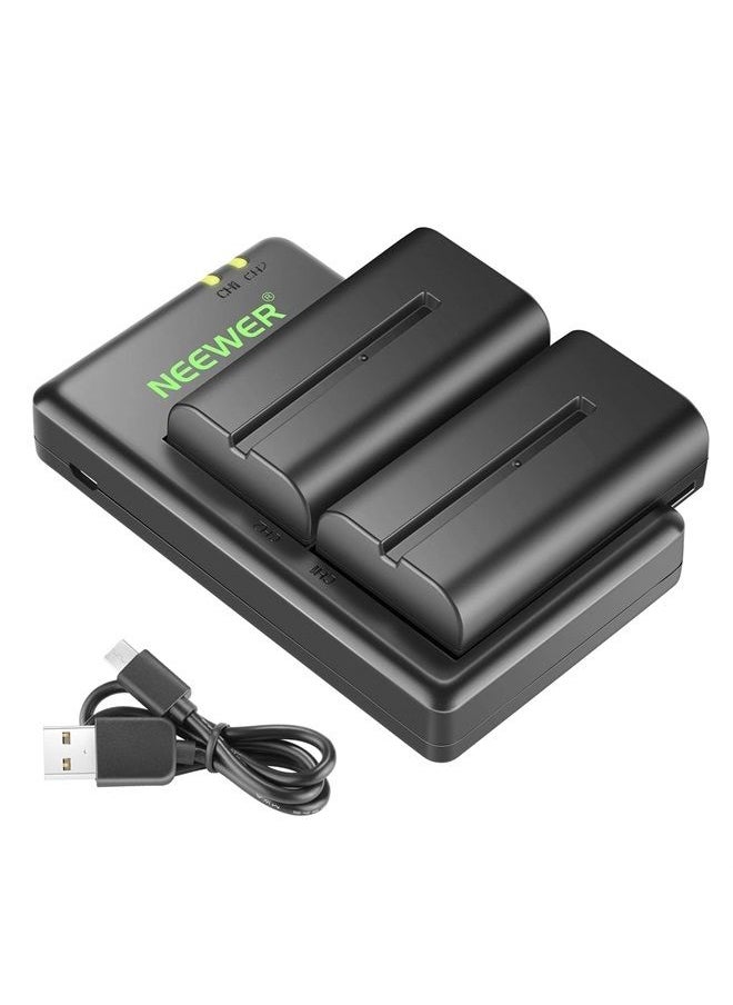 Neewer - NEEWER NP-F550 Battery Charger Set Compatible with Sony NP-F970 F750 F770 F960 F550 F530 F330 F570 CCD-SC55 TR516 TR716 TR818 TR910 TR917, NEEWER Led Light/Monitor/Camera Slider (2 Pack, Black) - Image 1