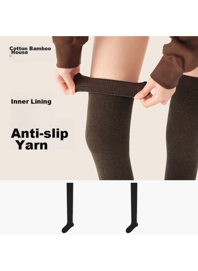 B&C.ROOM Mianzhuwu Anti-slip Slim Leg Thigh Socks Knee Protection High Tube Cotton Socks Winter New Over-knee Socks Women's Long Socks 2 Pairs - Image 1