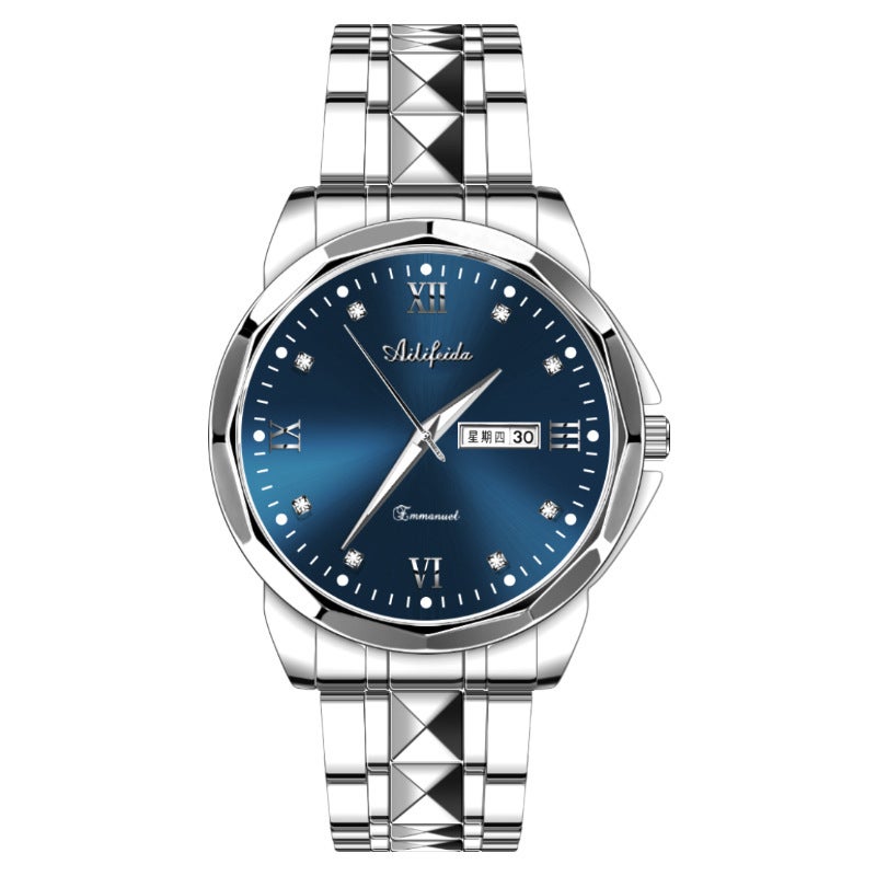 Elegant Ultra-Thin Ladies Quartz Watch Men's steel blue