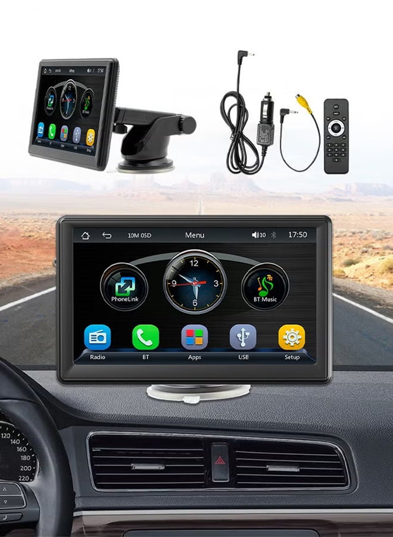 EzzySo Wireless CarPlay with 7 Inch Screen, Supports Apple CarPlay and Android Auto, Touch Screen Car MP5 Player Car Audio - WiFi, Bluetooth, FM, Car Portable Console Adapter, Link FM Transmitter AUX Output USB TF - Image 1