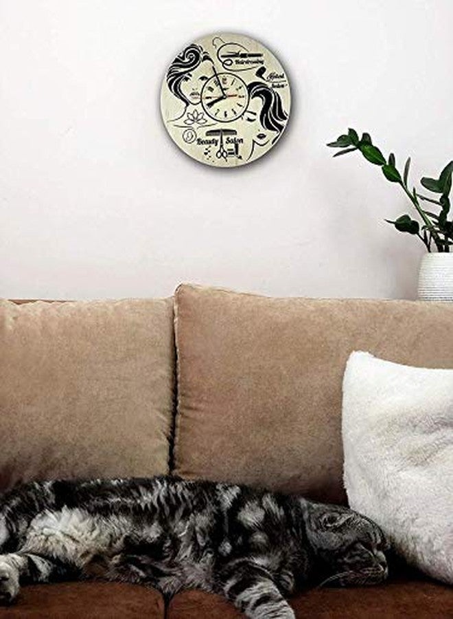 NABSTER Hairdresser Wall Clock Made of Eco Friendly Wood - Unique Barbershop Rakhi Gift Idea and Home Decor - for Home Living Room Kitchen Salon 12 Inch - Image 5