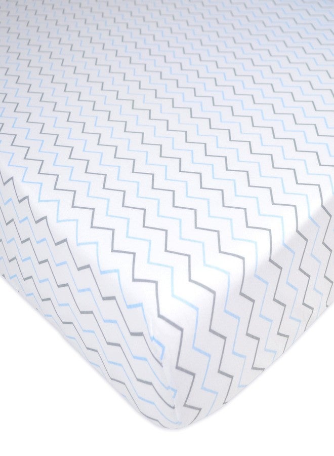 TL Care 2 Pack 100% Natural Cotton Fitted Crib Sheets 52" x 28" - Soft, Breathable, Hypoallergenic & Gentle Toddler Bed Sheets, Blue Stars/Zigzag, Neutral for Boys & Girls - Image 5