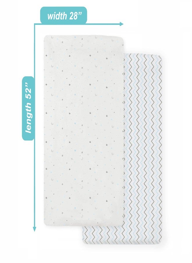 TL Care 2 Pack 100% Natural Cotton Fitted Crib Sheets 52" x 28" - Soft, Breathable, Hypoallergenic & Gentle Toddler Bed Sheets, Blue Stars/Zigzag, Neutral for Boys & Girls - Image 2