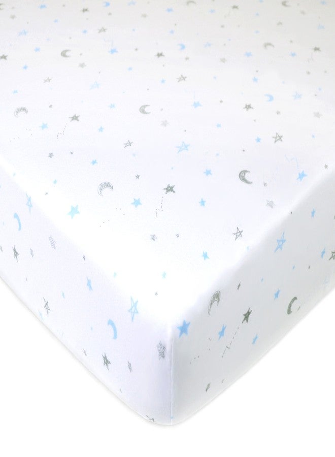 TL Care 2 Pack 100% Natural Cotton Fitted Crib Sheets 52" x 28" - Soft, Breathable, Hypoallergenic & Gentle Toddler Bed Sheets, Blue Stars/Zigzag, Neutral for Boys & Girls - Image 4