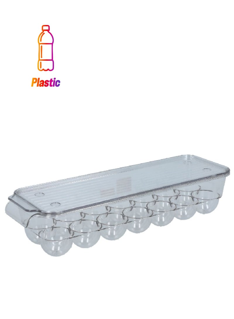 Felli Plastic Stackable Refrigerator Egg Holder with Cover Clear 37 x 11 x 8 cm FF-8107M - Image 1
