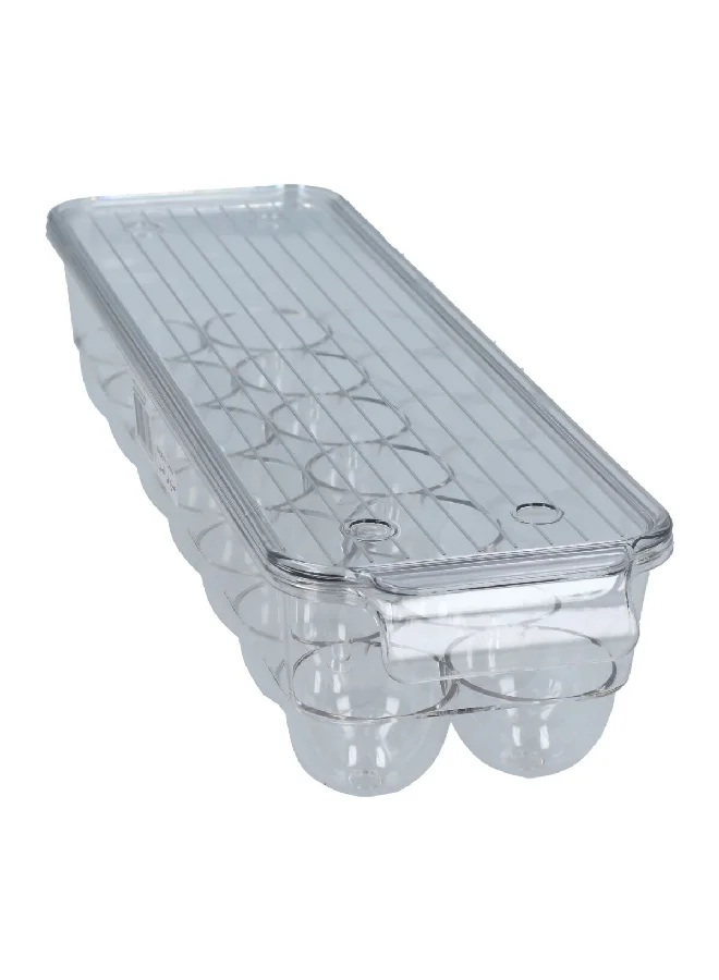 Felli Plastic Stackable Refrigerator Egg Holder with Cover Clear 37 x 11 x 8 cm FF-8107M