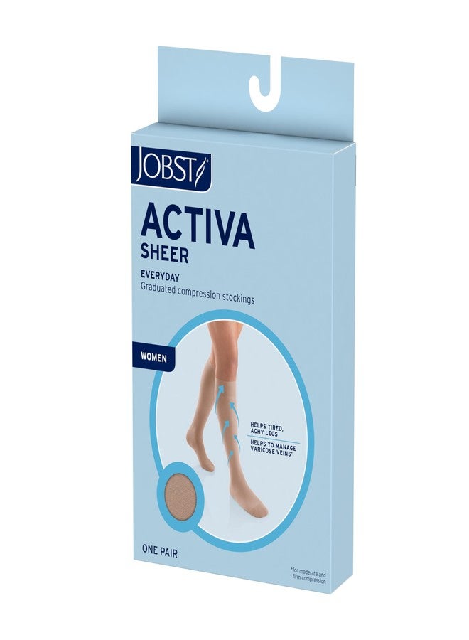 جوبست جوارب ضغط JOBST Activa Sheer 20-30 مم زئبق، تصل إلى الركبة، مغلقة من الأمام، لون بيج حريري، مقاس صغير - Image 1