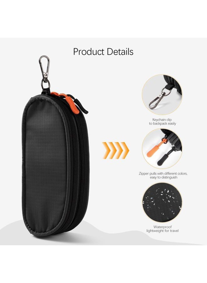 Tangoner Double Eyeglasses Case Soft Portable Zipper Sunglasses Pouch with Keychain Clip for Men Women, Black - Pack of 2, One size - Image 4