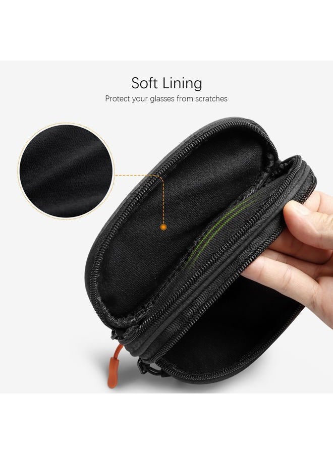Tangoner Double Eyeglasses Case Soft Portable Zipper Sunglasses Pouch with Keychain Clip for Men Women, Black - Pack of 2, One size - Image 3