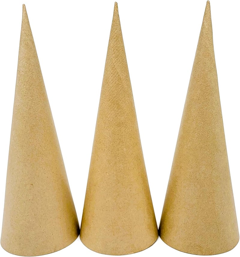 AllStellar Paper Mache Cones Open Bottom 13.75x5 in. Set of 3 (Large) - For DIY Art Projects, Crafts and Decorations! - Image 1