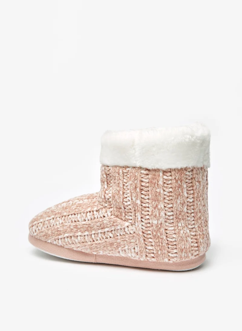 فلورا بيلا من شو إكسبرس Womens Textured Slip On Bedroom Boots With Pom Pom Detail By Shoexpress