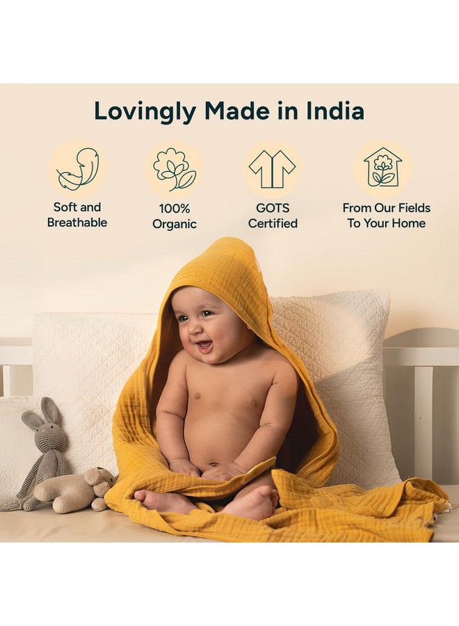 NINTARABABY Nintara Baby Hooded Towel - 100% Organic Premium Muslin Cotton, 30" x 30", Ultra-Absorbent, Soft, Breathable, Hypoallergenic, Multipurpose, Gifts for Babies & Infants - Image 4