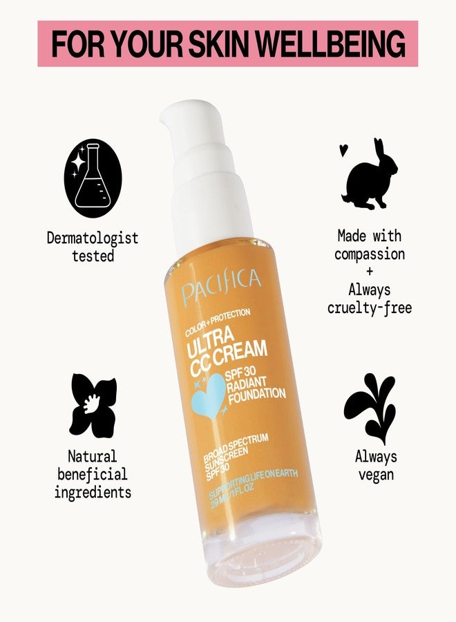 Pacifica كريم أساس راديانت CC من باكفيكا - دافئ/متوسط - كريم تصحيح لون بتركيبة متوسطة التغطية، لمسة رطبة، واقي شمس معدني SPF 17، 1 أونصة - Image 4