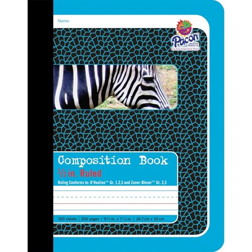Pacon Composition Book DNealian 13 ZanerBloser 23 Illustration BoxesCollege Rule Blue Cover 100 975 x 75 Sheets
