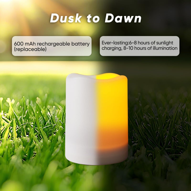 Homemory Solar Candles Outdoor Waterproof, Rechargeable Candles, Solar Powered Flameless Candles for Outdoor, Lanterns, Sensor Only, Dusk to Dawn, 3"x4", Set of 2 - Image 3