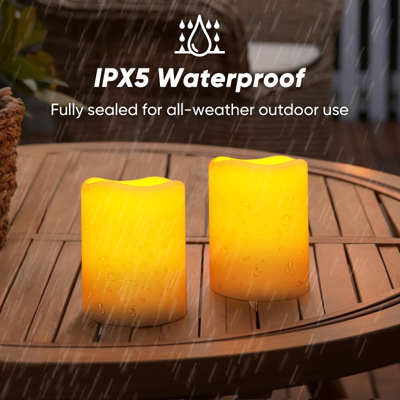 Homemory Solar Candles Outdoor Waterproof, Rechargeable Candles, Solar Powered Flameless Candles for Outdoor, Lanterns, Sensor Only, Dusk to Dawn, 3"x4", Set of 2 - Image 4