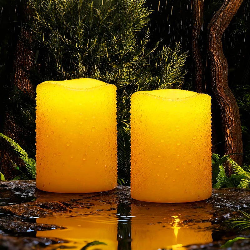 Homemory Solar Candles Outdoor Waterproof, Rechargeable Candles, Solar Powered Flameless Candles for Outdoor, Lanterns, Sensor Only, Dusk to Dawn, 3"x4", Set of 2 - Image 1