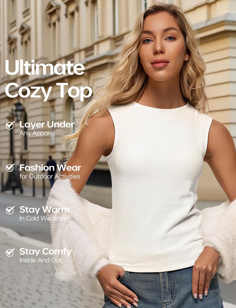 Wingslove Tank Top with Built in Bra for Women Shelf Bra Workout Tank Tops for Spring and Autumn Basics Sleeveless Garment Coconut White M - Image 5