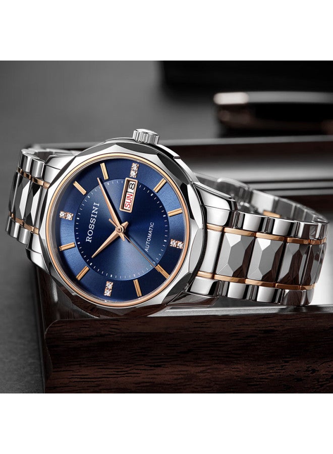 Rossini Men's Automatic Mechanical Watch Tungsten Steel High Gloss Calendar Luxury Brand Genuine Valentine's Day Birthday Gift - Image 5