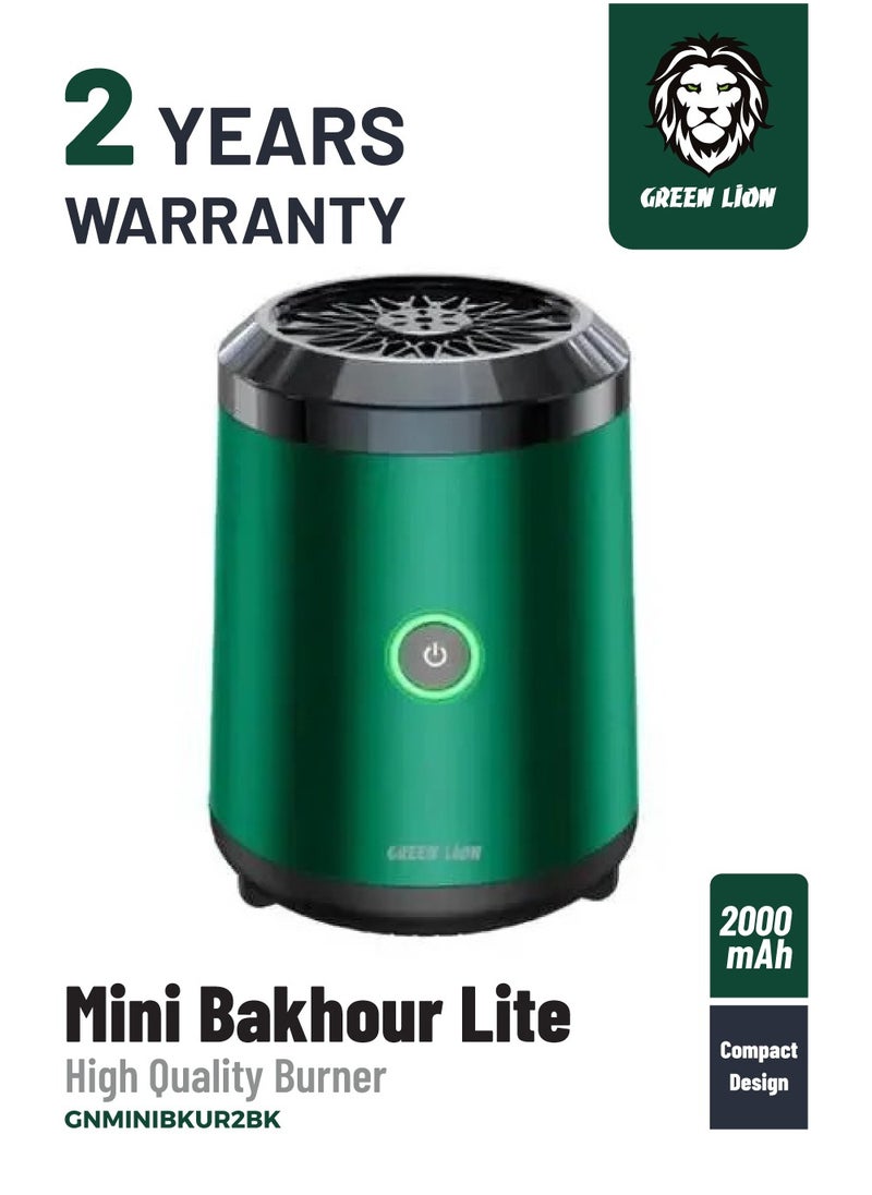Smart Bakhour 2 Incense Burner / High Battery Capacity / Turbo Fan / Incense Box / Safe Lock / Auto Off / Compact and Portable / Type-C Charge - Green