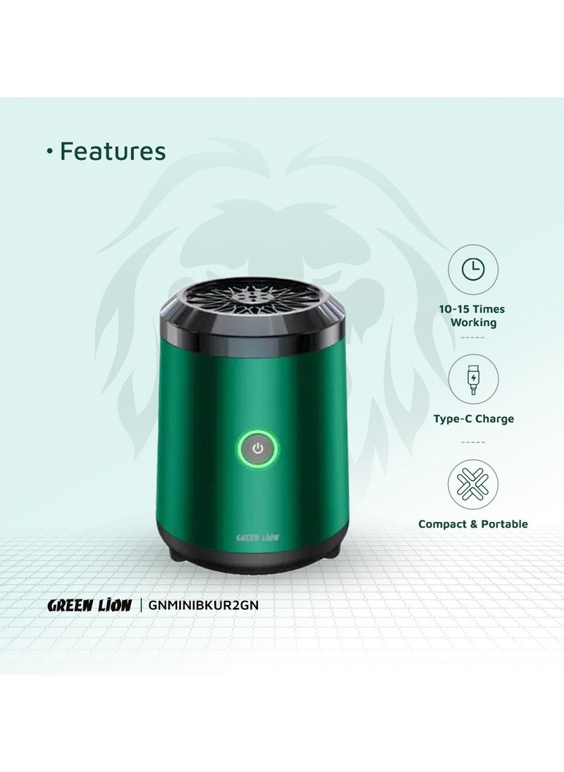 GREEN LION - Smart Bakhour 2 Incense Burner / High Battery Capacity / Turbo Fan / Incense Box / Safe Lock / Auto Off / Compact and Portable / Type-C Charge - Green - Image 1