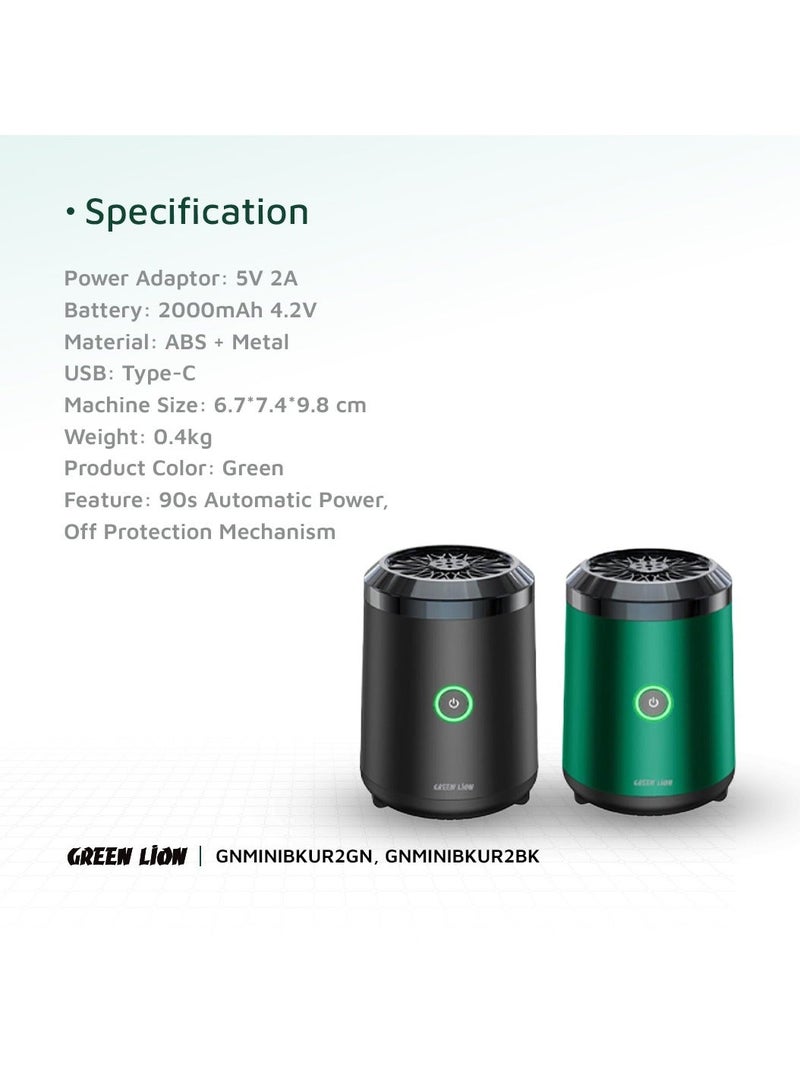 GREEN LION Smart Bakhour 2 Incense Burner / High Battery Capacity / Turbo Fan / Incense Box / Safe Lock / Auto Off / Compact and Portable / Type-C Charge - Green - Image 5