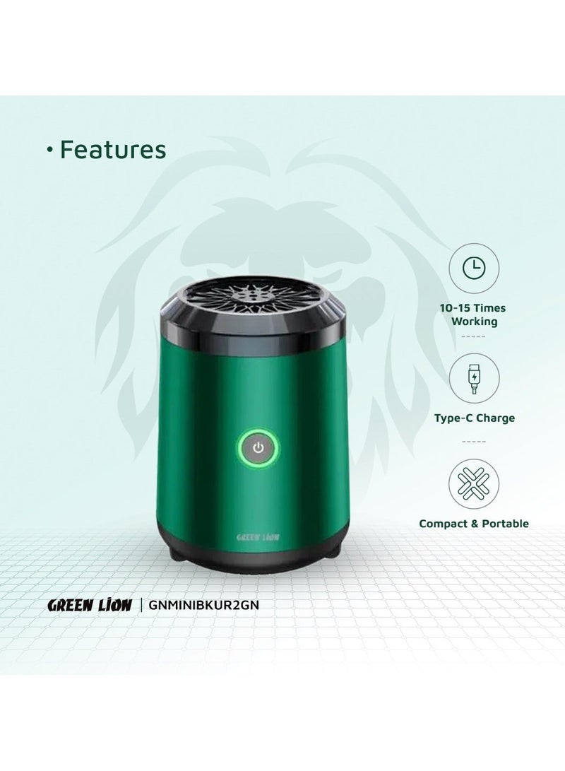GREEN LION Smart Bakhour 2 Incense Burner / High Battery Capacity / Turbo Fan / Incense Box / Safe Lock / Auto Off / Compact and Portable / Type-C Charge - Green - Image 2