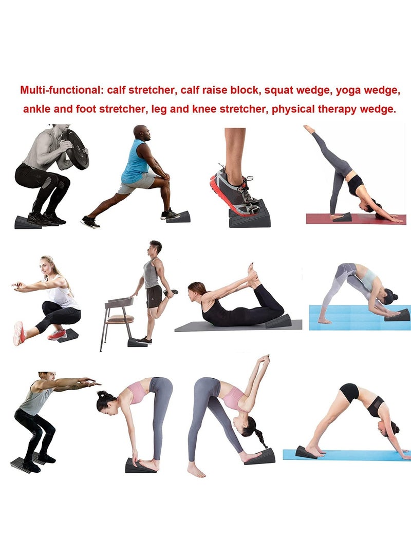 KASTWAVE Squat Wedge Block Adjustable Non-Slip Squat Ramp Slant Board Calf Stretcher, Heavy Duty 3pcs Foam Foot Ankle Knee Stretcher Leg Extender, Incline Board Platform for Heel Elevated Squat and Calf Raise - Image 2