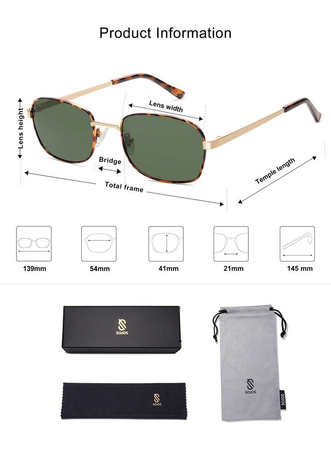 Sojos Retro Rectangle Polarized Sunglasses For Women And Menvintage Narrow Square Womens Shades Sj1177 Tortoise Green  - Image 5