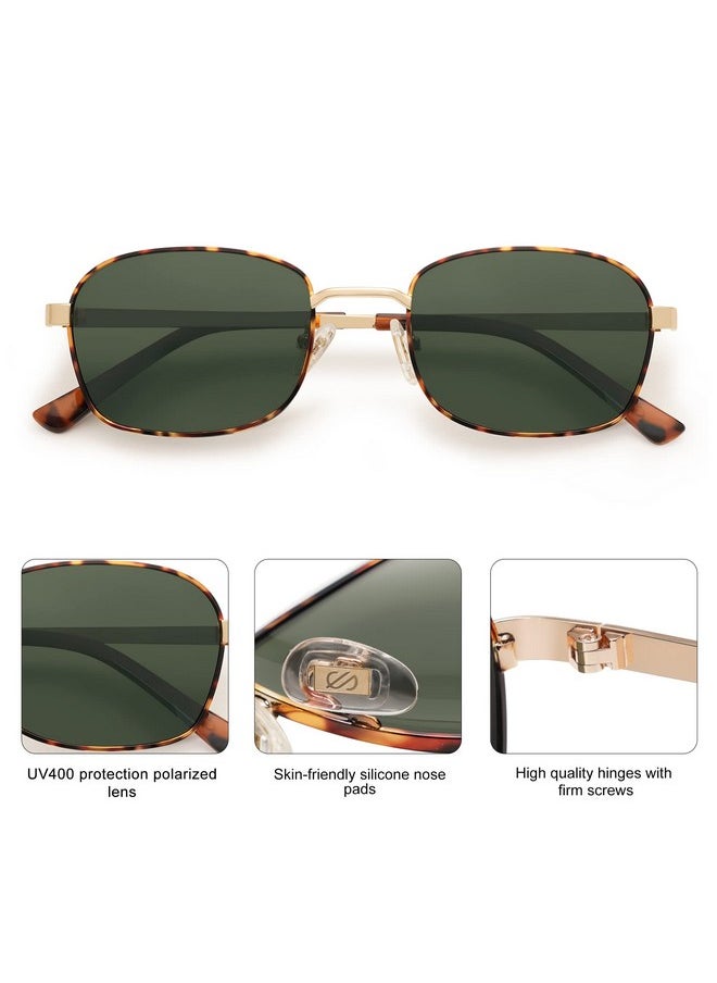 Sojos Retro Rectangle Polarized Sunglasses For Women And Menvintage Narrow Square Womens Shades Sj1177 Tortoise Green  - Image 4