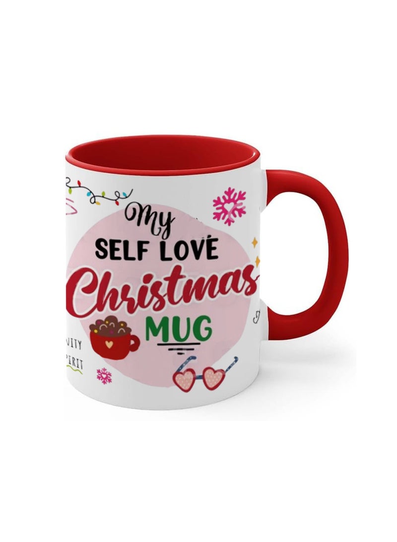 PRINTSHOP4ME Christmas Red Two-Tone Ceramic Mug–11Oz Festive Coffee Cup With Red Handle Holiday Themed Mug For Morning,Office Parties And Winter Celebrations - Image 1