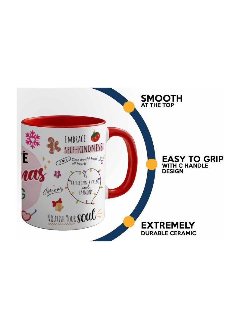 PRINTSHOP4ME Christmas Red Two-Tone Ceramic Mug–11Oz Festive Coffee Cup With Red Handle Holiday Themed Mug For Morning,Office Parties And Winter Celebrations - Image 5