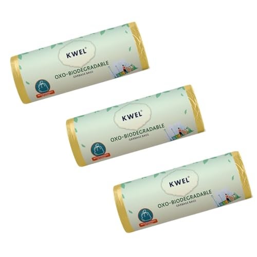 KWEL Plastic Disposable Garbage Bags/Dustbin Covers Medium (19" x 21") Yellow, 3 Packs of 30 Pieces - 90 Bags - Image 1