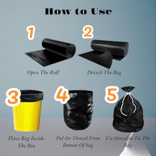 KWEL Plastic Disposable Garbage Bags/Dustbin Covers Medium (19" x 21") Yellow, 3 Packs of 30 Pieces - 90 Bags - Image 4