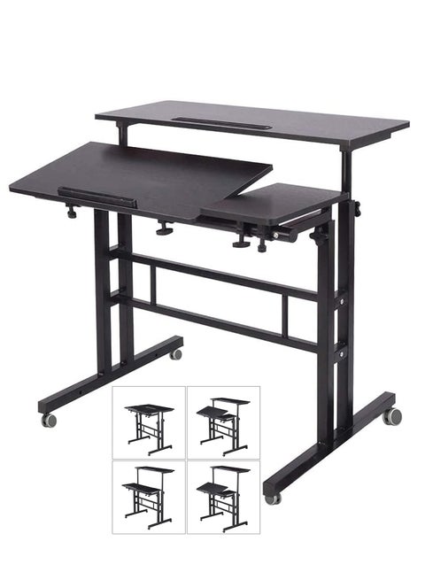 Mobile Standing Desk, Height Adjustable Sit Stand Mobile Laptop Computer Tablet, Home Office Desk with Wheels for Computer Workstation, stand table
