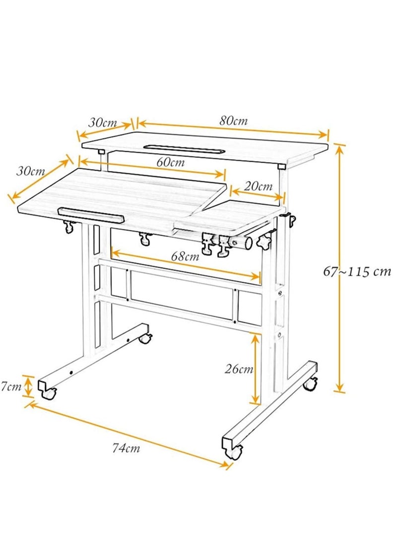 Generic - Mobile Standing Desk, Height Adjustable Sit Stand Mobile Laptop Computer Tablet, Home Office Desk with Wheels for Computer Workstation, stand table - Image 1